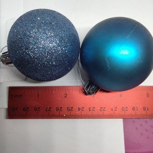 Blue Shatterproof Christmas Ornaments Glitter Matte lot 2 - Picture 6 of 6